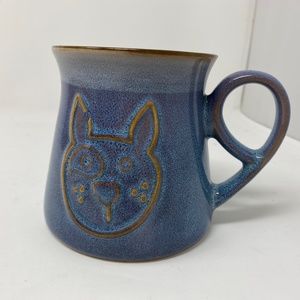 La Rochelle Coffee Mug Hipster Cat Blue Hand Crafted Handmade Large Size